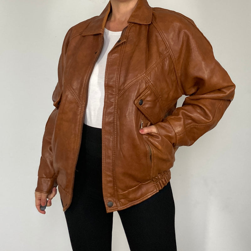 Brown Bomber leather jacket