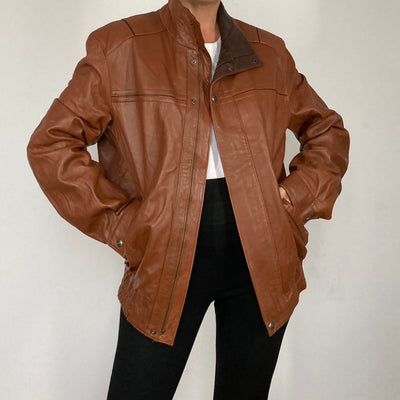 Brown Bomber leather jacket