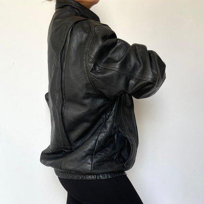 Black Bomber leather jacket