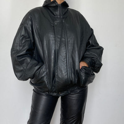 Black Bomber leather jacket