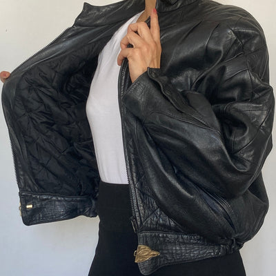 Black Bomber leather jacket