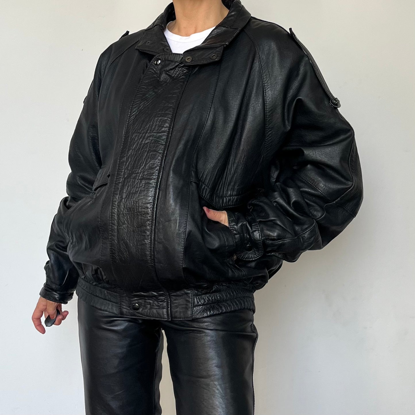 Black Bomber leather jacket