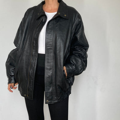 Black Bomber leather jacket