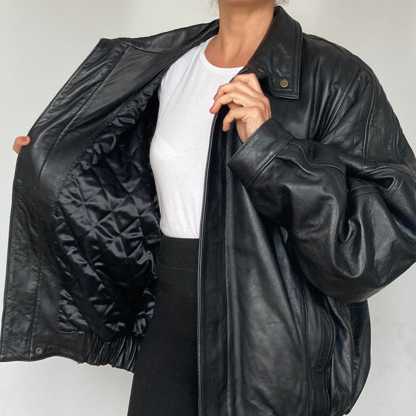 Black Bomber leather jacket