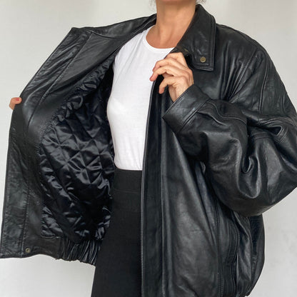 Black Bomber leather jacket