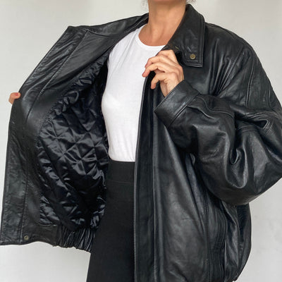 Black Bomber leather jacket