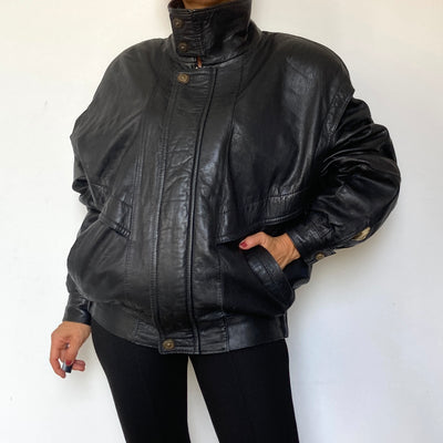 Black Bomber leather jacket