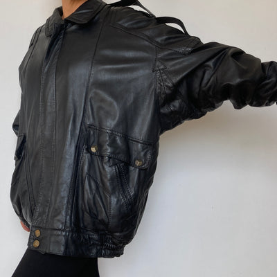 Black Bomber leather jacket