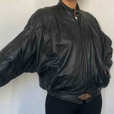 Black Bomber leather jacket