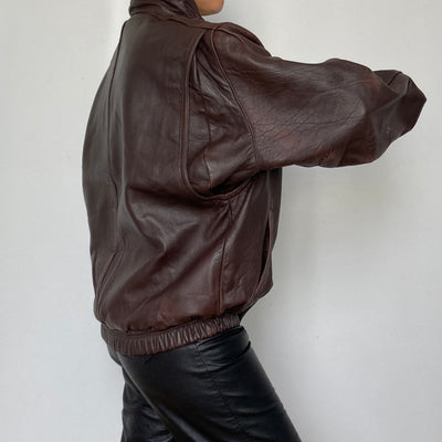 Dark Burgundy Bomber leather jacket