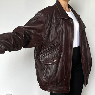 Vintage brown leather Bomber jacket