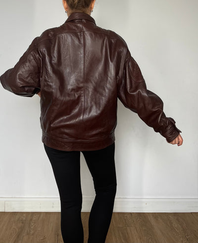 Vintage brown leather Bomber jacket