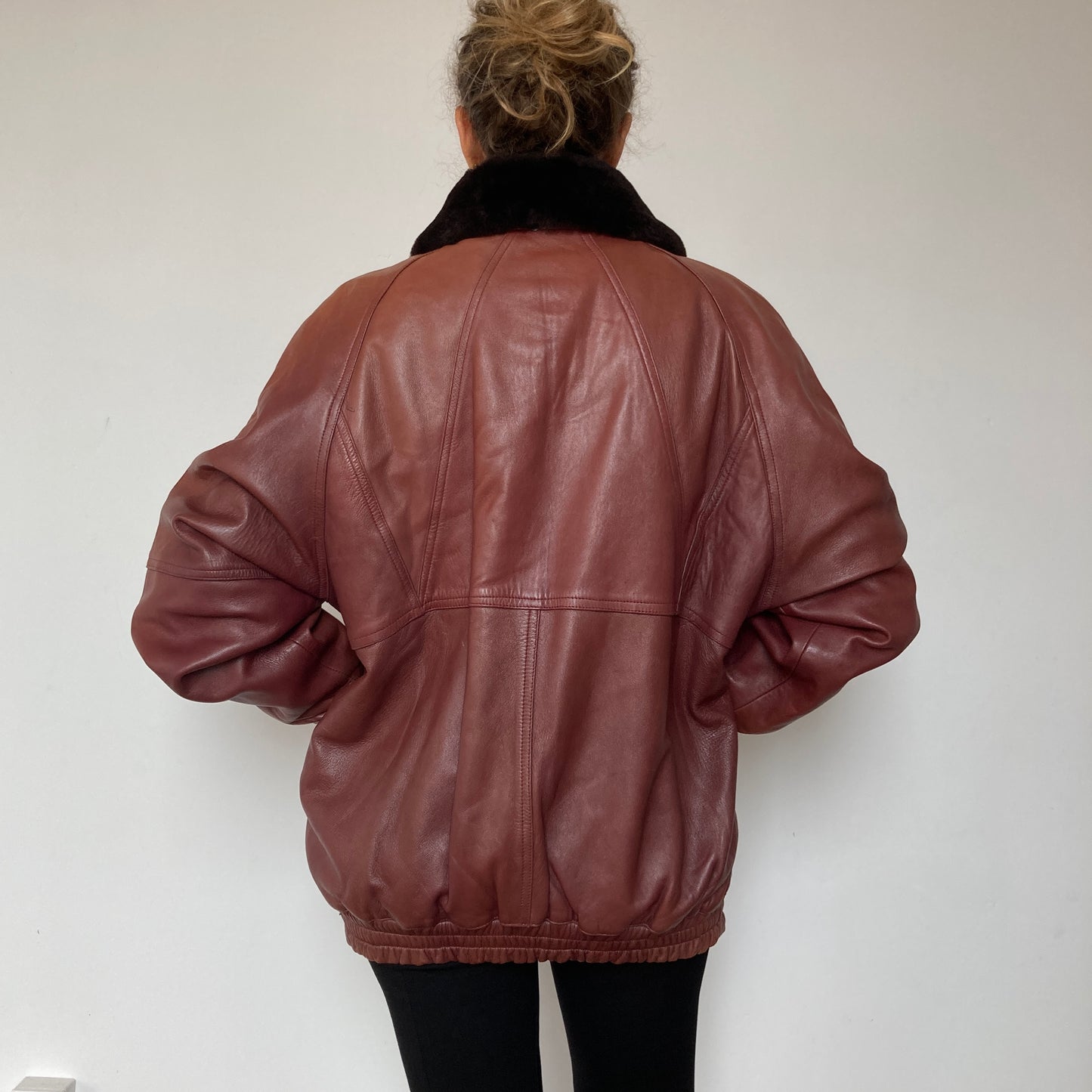 Burgundy Bomber leather jacket