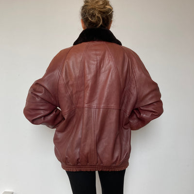 Burgundy Bomber leather jacket