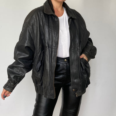 Black Bomber leather jacket