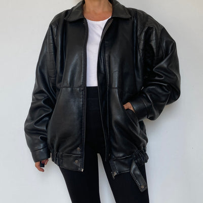 Black Bomber leather jacket