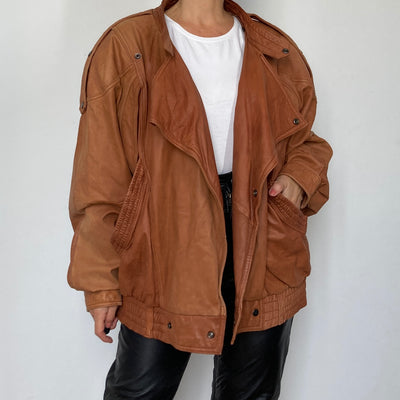 Brown Bomber leather jacket