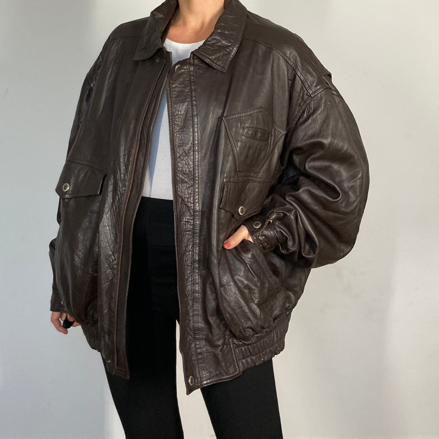 Dark Brown Bomber leather jacket