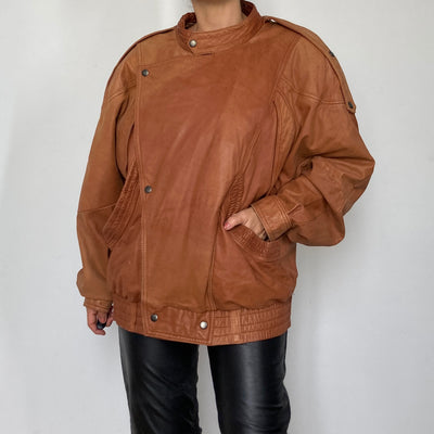 Brown Bomber leather jacket