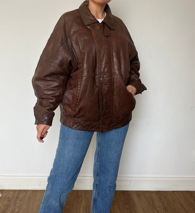 Vintage leather Bomber jacket