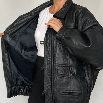 Black Bomber leather jacket