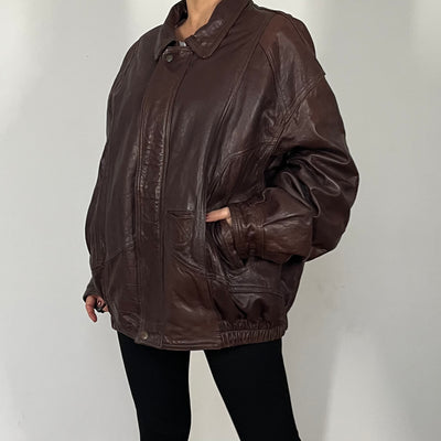 Brown Bomber leather jacket