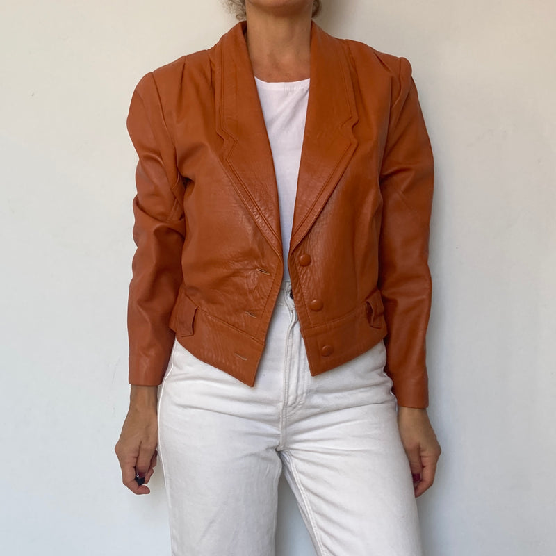 Crop leather jacket