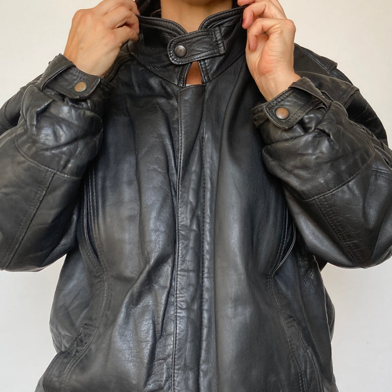 Black Bomber leather jacket