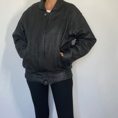 Black Bomber leather jacket