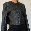 Crop leather jacket