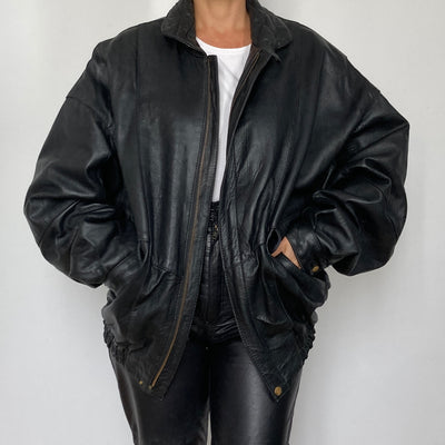 Black Bomber leather jacket