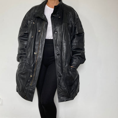 Parka leather jacket