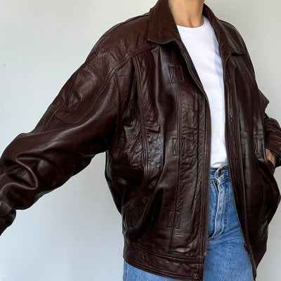 Vintage leather Bomber jacket