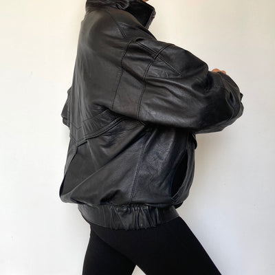 Black Bomber leather jacket