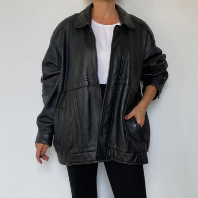 Black Bomber leather jacket