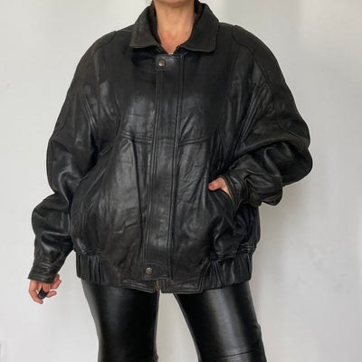 Black Bomber leather jacket