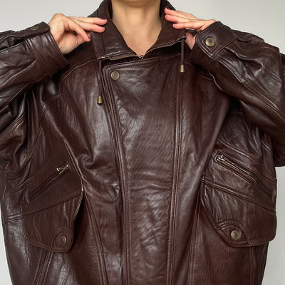 Vintage brown leather Bomber jacket