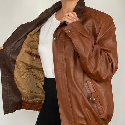 Brown Bomber leather jacket