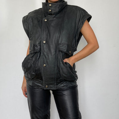 Bomber leather Vest-Jacket