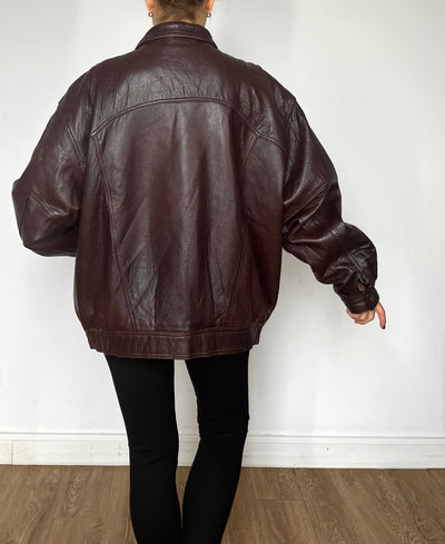 Vintage brown leather Bomber jacket