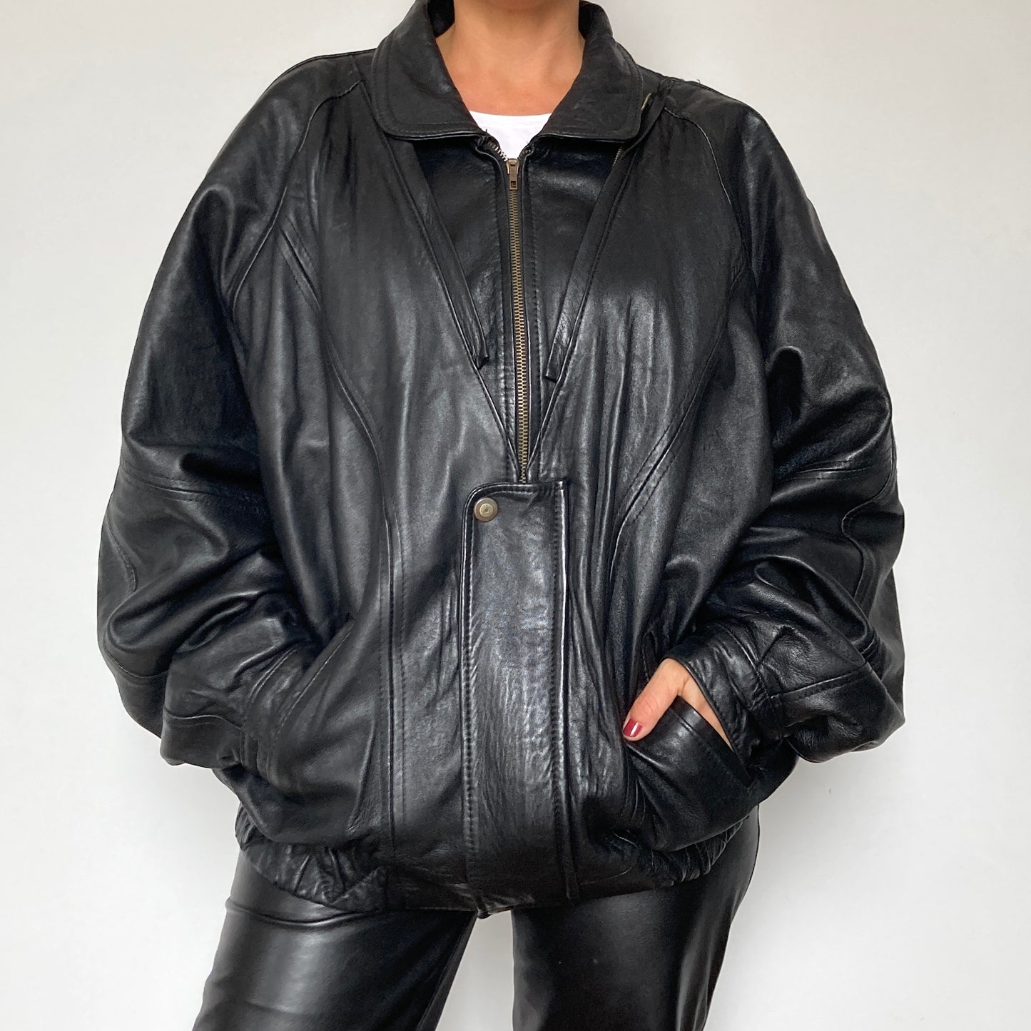 Black Bomber leather jacket