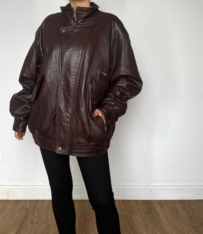 Vintage brown leather Bomber jacket