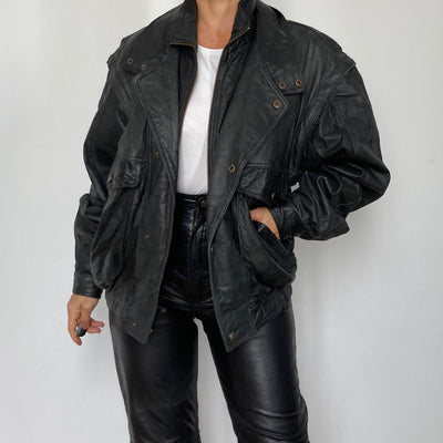 Bomber leather Vest-Jacket