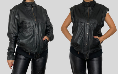 Bomber leather Vest-Jacket