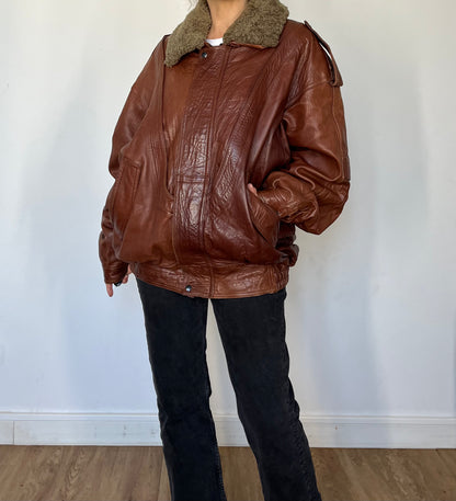 Vintage Aviator Sherpa bomber Jacket