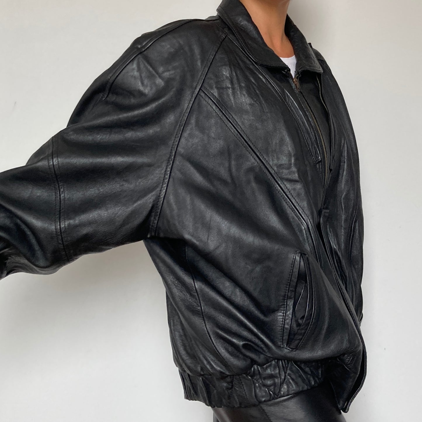 Black Bomber leather jacket