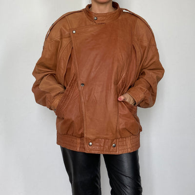 Brown Bomber leather jacket