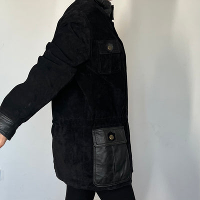 Suede leather parka