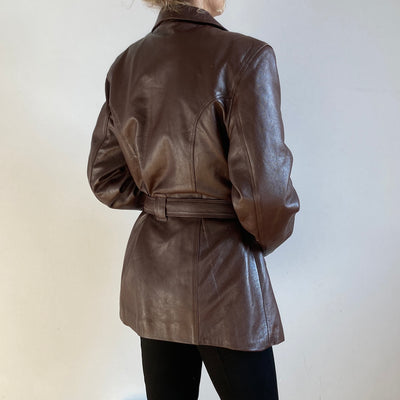 Brown leather blazer