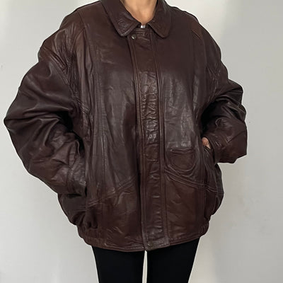 Brown Bomber leather jacket